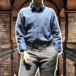 Express Cornflower Blue 1MX Fitted Dress Shirt, Size Tall L